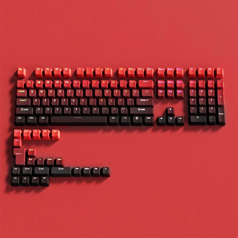 130 Keys Gradient Lucky Red RGB Backlit Shine Through Keycaps OEM Profile Double Shot PBT Keycaps for MX Switches Gamer Keyboard