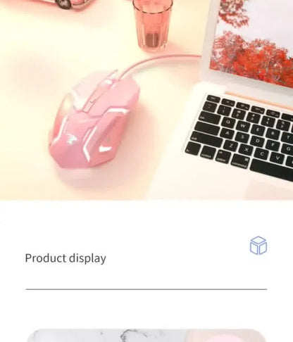 Carpbaba G3 Wired Game Mouse Mute Pink Mechanical E-sports Girl Lovely Art Portable Office Household for MacBook Laptop PC Gamer