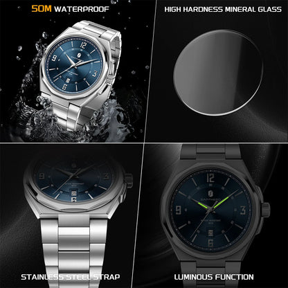 SAPPHERO Luxury Men's Watches Date Display Stainless Steel Watch Strap Men's Gifts Travel Essentials Waterproof Wristwatch