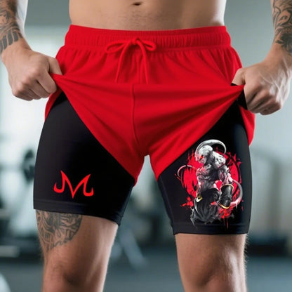 2026 Summer Dragon Ball Z Magic Man Buu (pure Form) 3D Printed Double Fake Two Sports Loose Breathable Quick Dry Shorts