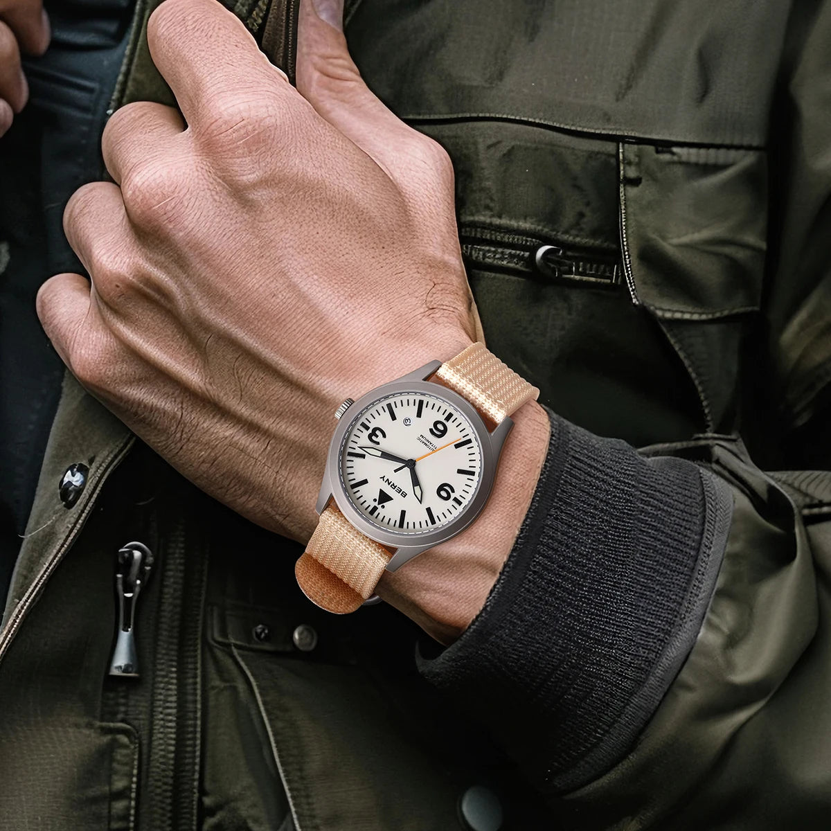 BERNY Full Titanium Automatic Watch for Men Sapphire AR Coated 10Bar Supper Luminous Men Wristwatch Sports Aviation Men Watches