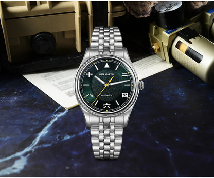 San Martin 39.5mm Men Pilot Watch YN55 Automatic Mechanical Aviation Watches Chinese Style Original Design SN0033 Field Reloj