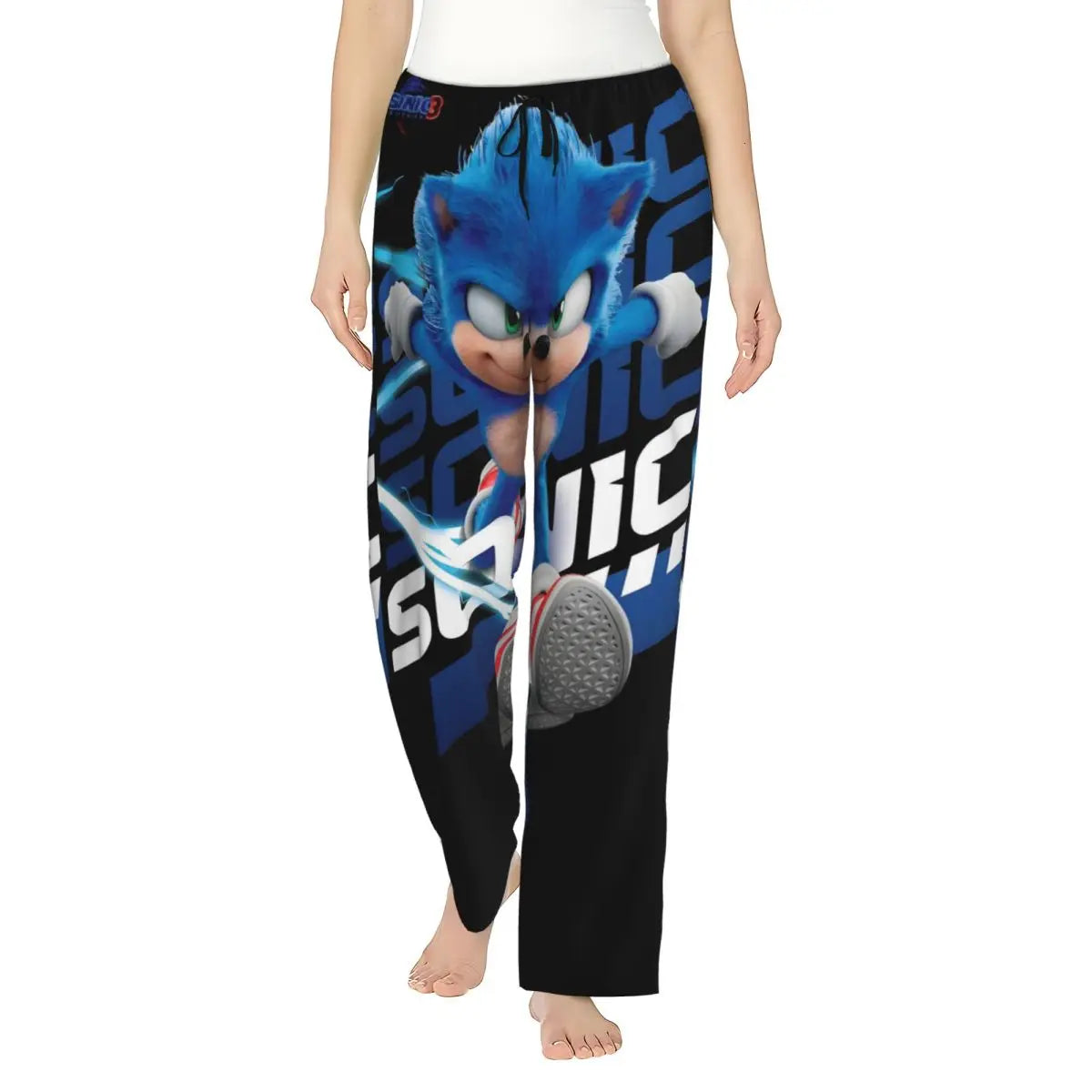 Custom Women Soniced Pajama Pants Printed Hedgehog Game Sleep Sleepwear Bottoms with Pockets