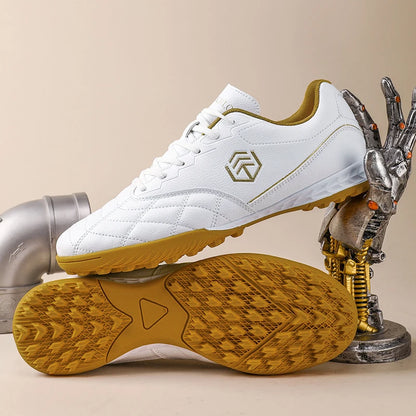 Chuteiras de futebol para homem com pitões longos, para exterior e treino, tamanhos grandes, preto e branco, para adolescentes