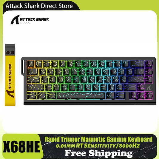ATTACK SHARK X68 HE Rapid Trigger 8KHz Magnetische Tastatur, 0.01mm RT-Präzision, 60%-Layout, RGB, unterstützt RT/Snap Tap/DKS/MT/TGL