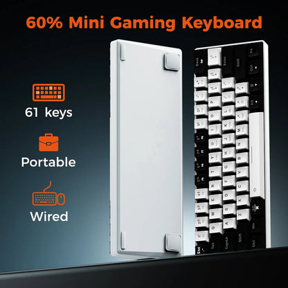 DAREU EK861S RGB Wired Mechanical Keyboard 61 Keys Red Switches ABS Keycaps N-key Rollover with Magnetic Feet