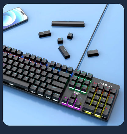 Wired Mechanical keyboard Gamer USB Keyboards gaming Backlit Musical 100% Computer 104 keys keyborad Ergonomic Pc key board