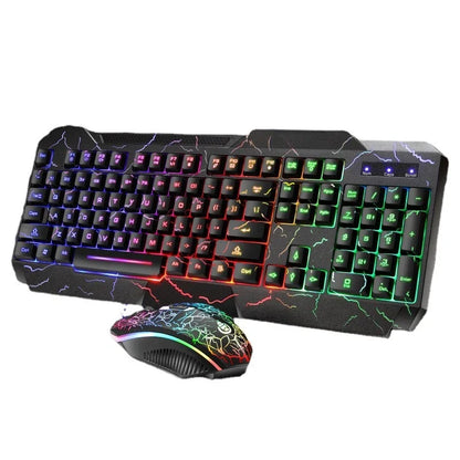 Kabelgebundenes Gaming-Tastatur-und-Maus-Set für Desktop-PCs mit mechanischem Tippgefühl und LED-Hintergrundbeleuchtung
