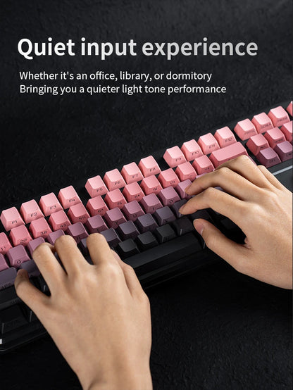 Teclado Bluetooth V108 Pro para oficina, bajo nivel de ruido, 2.4G, con cable e inalámbrico, diseño completo, membrana con retroiluminación RGB