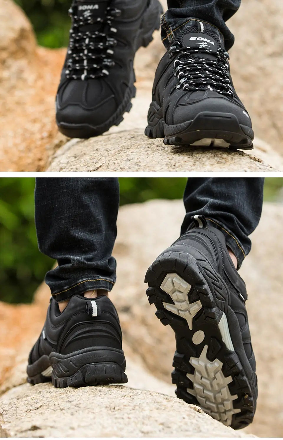 BONA New Arrival Classic Style Men Hiking Shoes Lace Up Men Sport Shoes Outdoor Jogging Trekking Sneakers