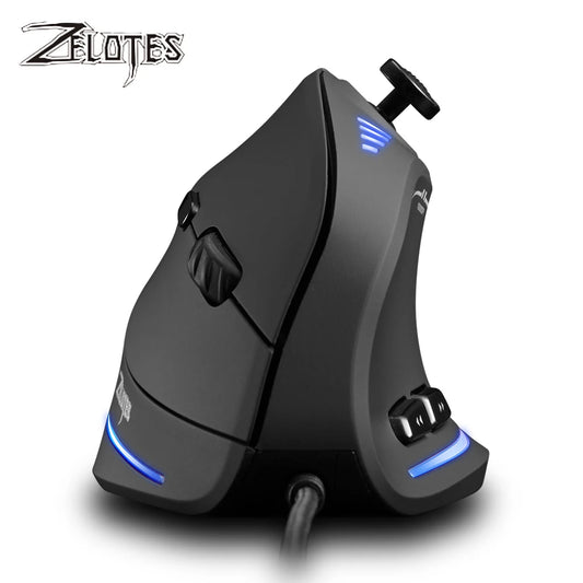 Zelotes C-18 káblová herná myš, 11 programovateľných tlačidiel, laserový senzor 10000DPI, RGB svetelný pás, 128KB, vertikálna myš pre notebook a PC