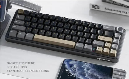 Attack Shark X66 Tastiera meccanica wireless 65% layout compatto, retroilluminazione RGB, gasket mount, hot swap, Bluetooth, USB-C, PBT, batteria ad alta capacità