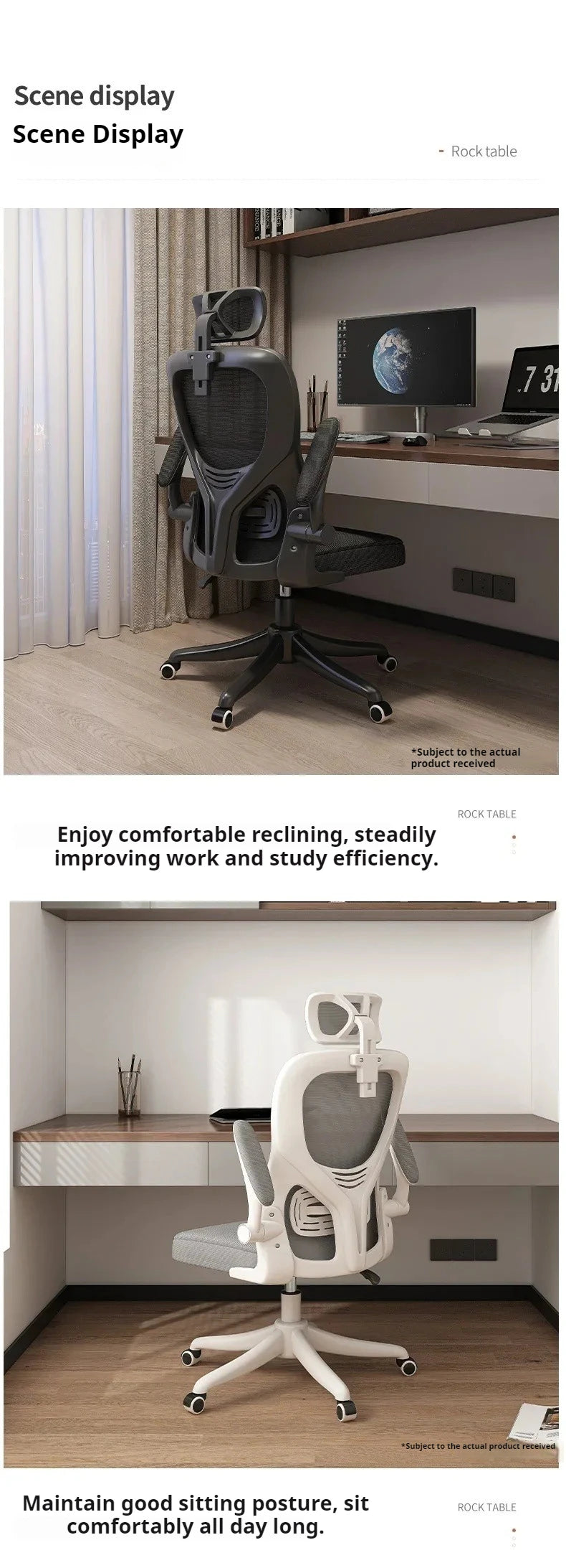 Ergonomic Recliner Computer Chair, Adjustable Swivel Office Gaming Chair with Wheels, Comfortable Lounge Accent Chair for Home Office & Living Room