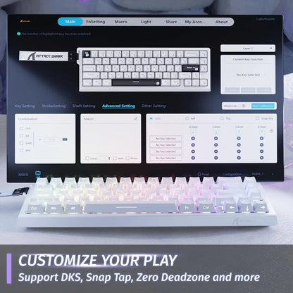 ATTACK SHARK X68 HE Rapid-Trigger mechanische Gaming-Tastatur 60% kabelgebunden mit einstellbarer Auslösung, Hall-Effect-Magnetschalter, 8KH