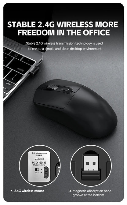 Mouse da gaming wireless Warvank X8 500 mAh ricaricabile TYPE-C, mouse da ufficio adatto a laptop e computer desktop