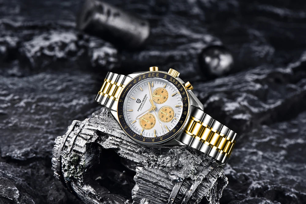 New PAGANI DESIGN Moon Men Watch Retro Luxury Quartz Watches For Men Stainless steel Sport waterproof Chronograph Man+With BOX
