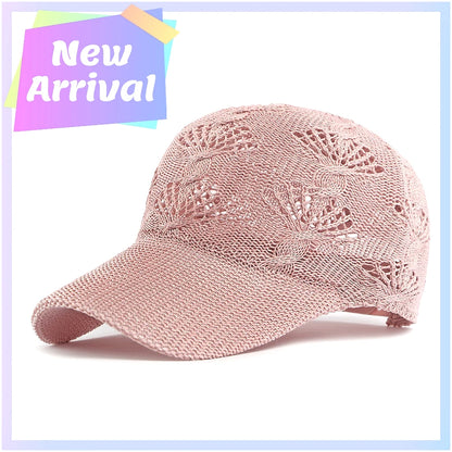 Sommerliche, glänzende Baseballkappe mit durchbrochenem Strickmuster für Damen, Outdoor-Sonnenhut, atmungsaktiv, figurschmeichelnd, vielseitig einsetzbar