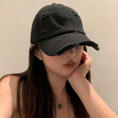 Ny forårs- og sommerhat til mænd og kvinder i hip-hop-stil – alsidig, blød top, buet skygge, retro-look med slidte huller og duckbill-form