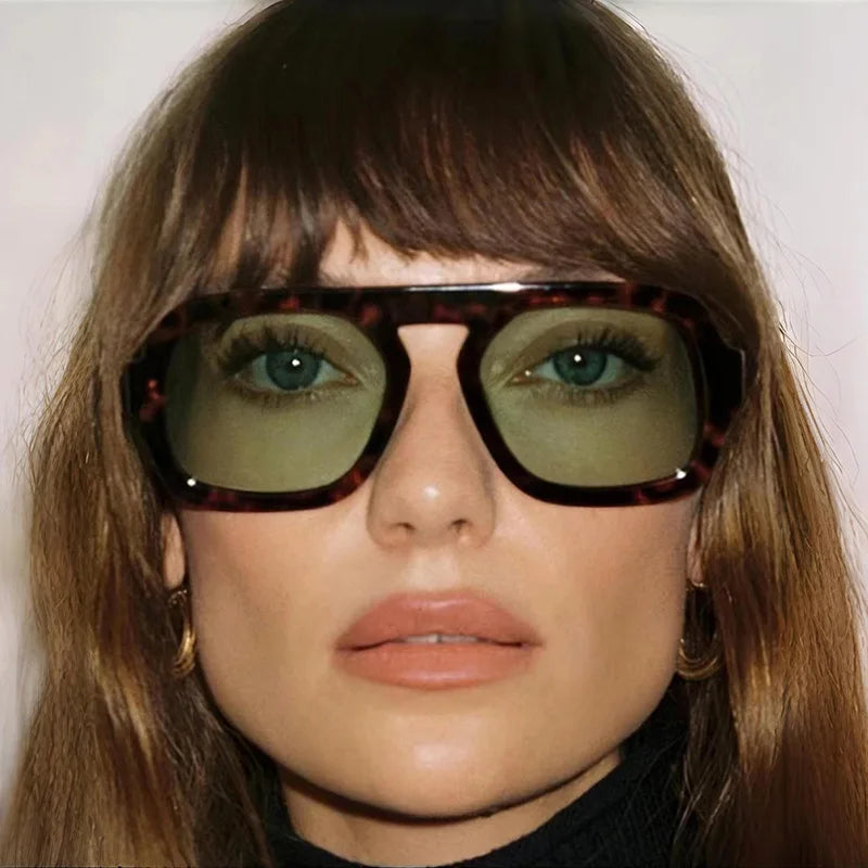 Retro pilotní čtvercové sluneční brýle, dámské, módní, jednoduché, černé, čajové, sluneční brýle pro ženy a muže, trendy, outdoorové, ležérní, UV400