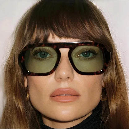 Retro pilotní čtvercové sluneční brýle, dámské, módní, jednoduché, černé, čajové, sluneční brýle pro ženy a muže, trendy, outdoorové, ležérní, UV400