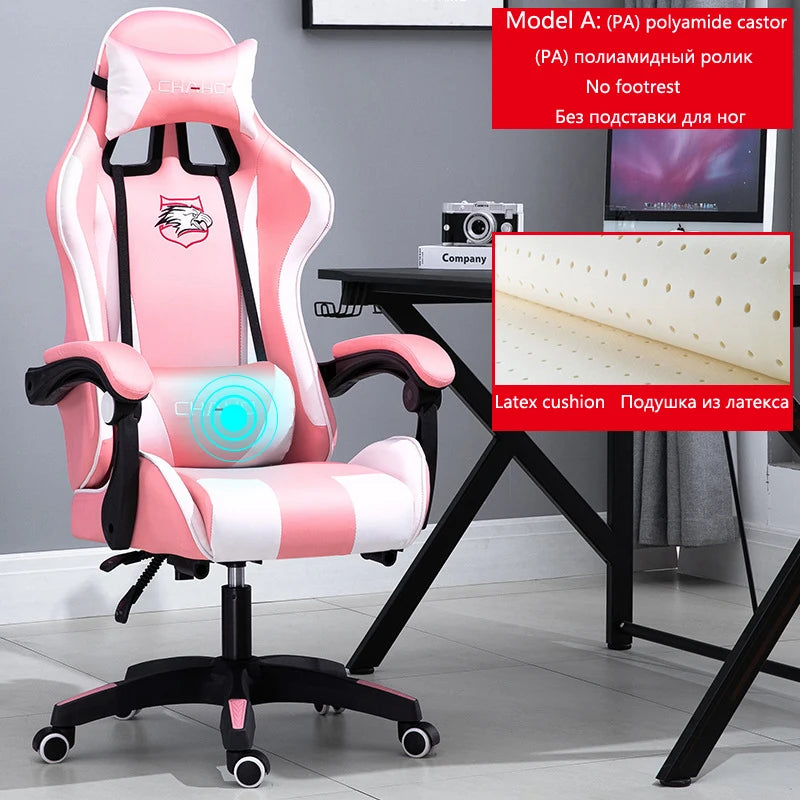 Ergonomic PU Leather Gaming Chair with Adjustable Height, Reclining Computer Chair, Swivel Office Chair for Home Office, Gaming & Study
