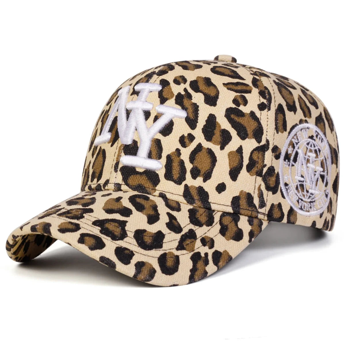 Unisex-Baseballkappen mit NY-Buchstaben-Stickerei und Leopardenmuster – für Frühling und Herbst, Outdoor, verstellbar, Freizeit, Sonnenschutz, Sportkappe