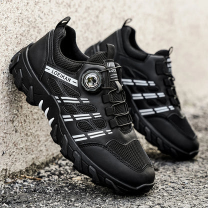 Chaussures de randonnée décontractées pour homme, toutes saisons, design slip-on confortable et respirant avec boucle rotative, baskets en PVC à semelle épaisse