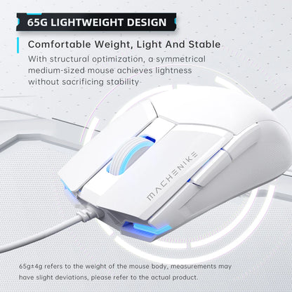 Machenike M7Pro Wired Gaming Mouse USB Instant A825 12800DPI 1000Hz 7 Button 65g RGB For Laptop PC Gamer