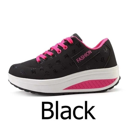 Scarpe casual da donna per l'outdoor con suola spessa e tacco oscillante, scarpe sportive alla moda con plateau, taglia 42, suola piatta, per camminata e corsa