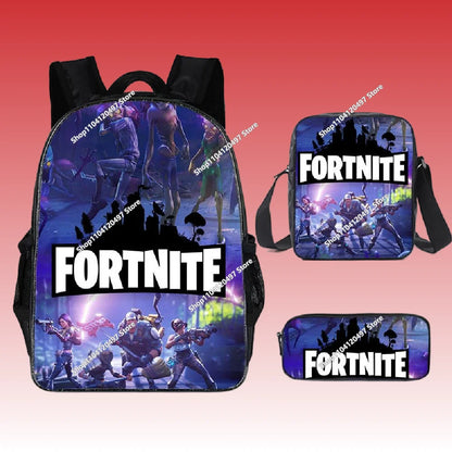 3pcs/set Fortnite Game Backpack Anime Cartoon Large Capacity Student Shcool Bags Pencil Bag Kawaii Lunch Bag Birthday Gifts
