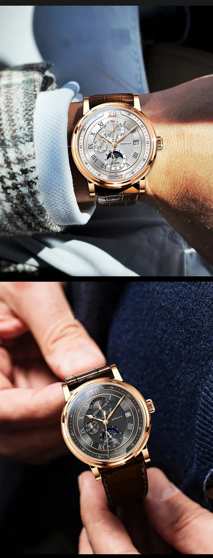 BORMAN BM3868 New 40mm Luxury Men Automatic Mechanical Men's Watches Sapphire Multi-function Waterproof Moon Phase Clocks