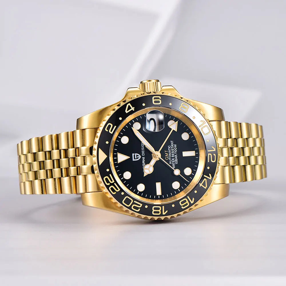 Man Watch PAGANI DESIGN GMT Men Mechanical WristWatch Luxury Sapphire Glass Waterproof 40mm Automatic Watch for Men Reloj Hombre