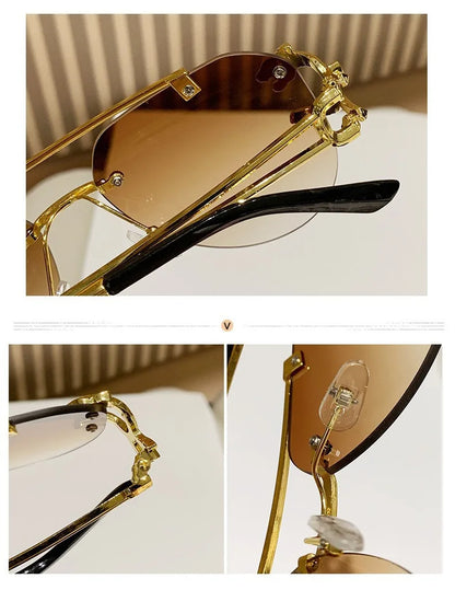 Dámské sluneční brýle bez obrouček, luxusní značkové, vintage, UV400, pánské sluneční brýle, Lunette, Shades De Soleil, Femme, Gafas De Sol Mujer, Lentes