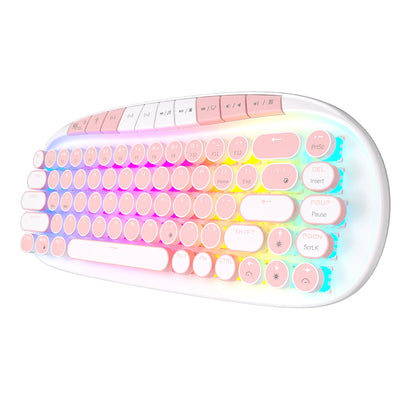 RK ROYAL KLUDGE ROUND Retro Punk Mechanical Keyboard 2.4G Wireless Bluetooth USB 68 Keys RGB Hot Swap Typewriter Gamer Keyboard