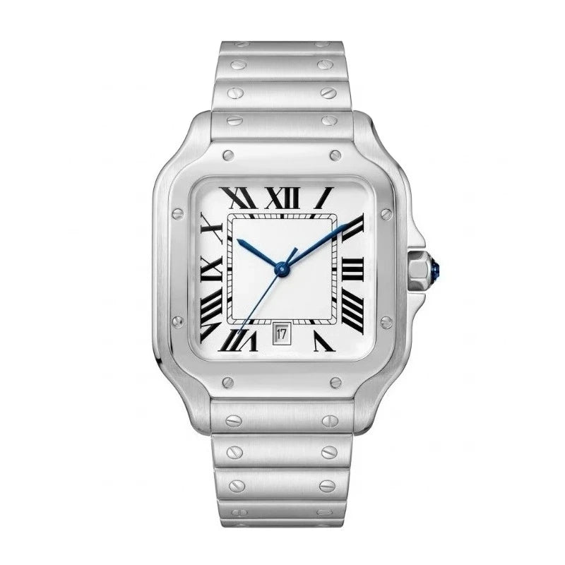 New Luxury Men's Quartz Watch Classic Retro Style Women's Watch Roman Numerals Date Display Stainless Steel Japanese Movement