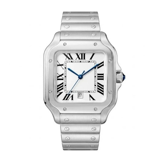New Luxury Men's Quartz Watch Classic Retro Style Women's Watch Roman Numerals Date Display Stainless Steel Japanese Movement