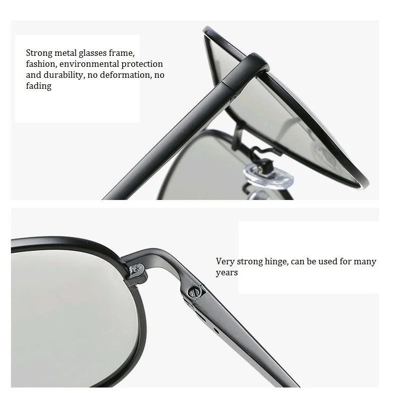 Luxury Photochromic Pilot Polarized Sunglasses Men Women Driving Chameleon Sun Glasses Change Color Day And Night UV400 Eyewear