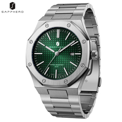 SAPPHERO Men’s Analog Watch Stainless Steel Japan Quartz Movement Date Display 50m Waterproof Classic Business Casual Wristwatch