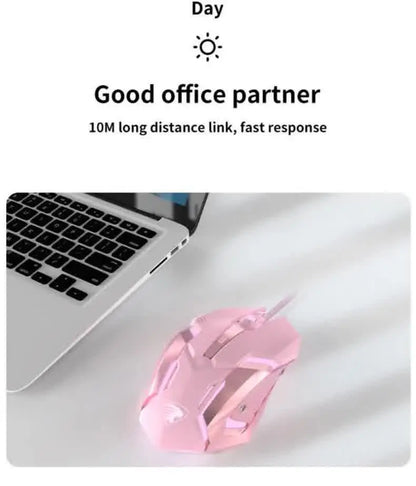 Carpbaba G3 Wired Game Mouse Mute Pink Mechanical E-sports Girl Lovely Art Portable Office Household for MacBook Laptop PC Gamer