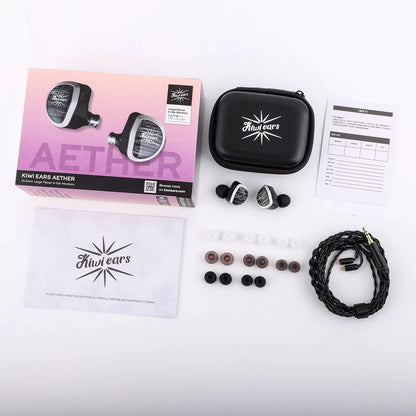 Kiwi Ears Aether 15.3mm Large Planar Driver IEM Hifi Earphones with Detachable Cable System for Gaming and Music Enthusiasts