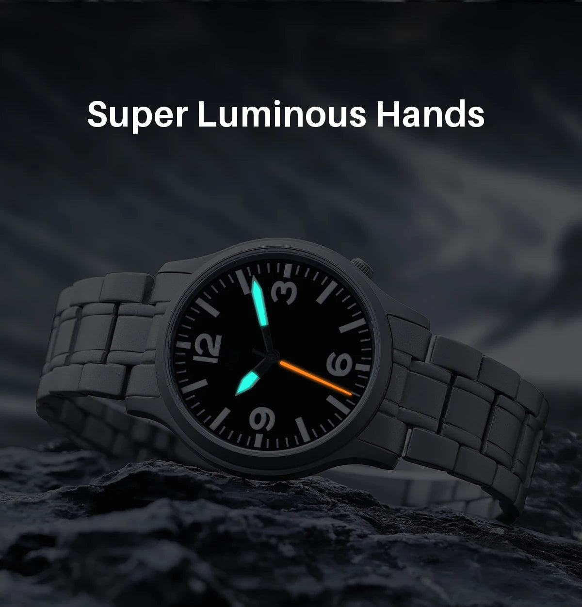 BERNY Full Titanium Watches for Men Super Luminous Sapphire Sports Field Quartz Men's Watch VH31 Wristwatch 5ATM Easy Read