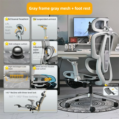 Ergonomic Office Chair Reclining with Footrest High Back Computer Desk Chair with Lumbar Support for Home Office Gaming