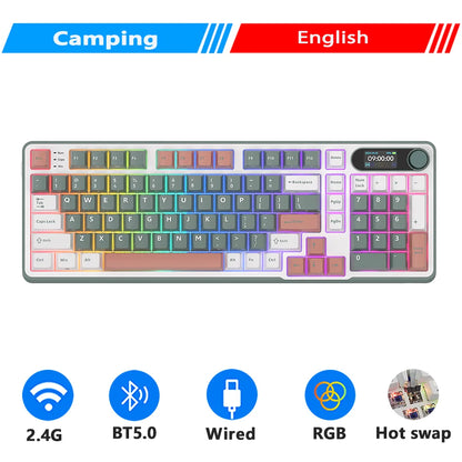 RK ROYAL KLUDGE S98 Mechanical Keyboard Top Mount TFT Screen 98 Keys RGB BT5.0/2.4G/USB-C Wireless Gamer Keyboard Hot Swappable