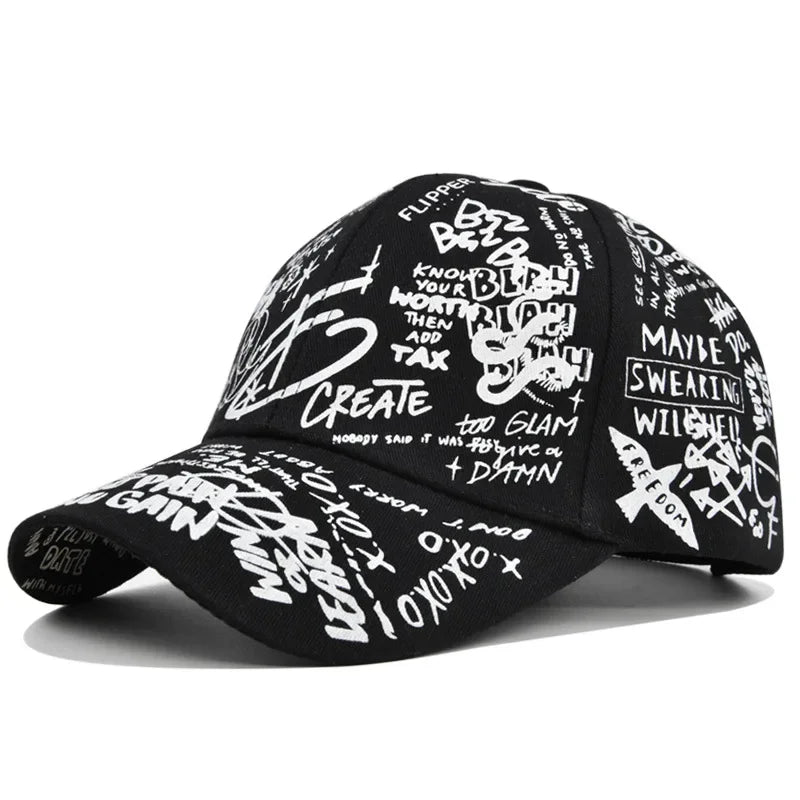 Cappellino da baseball unisex alla moda con stampa graffiti - Cappellino alla moda con visiera dipinta a colori vivaci