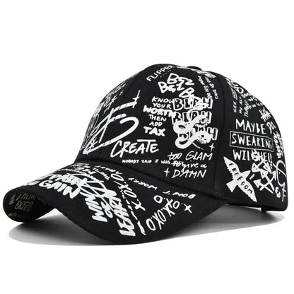 Cappellino da baseball unisex alla moda con stampa graffiti - Cappellino alla moda con visiera dipinta a colori vivaci