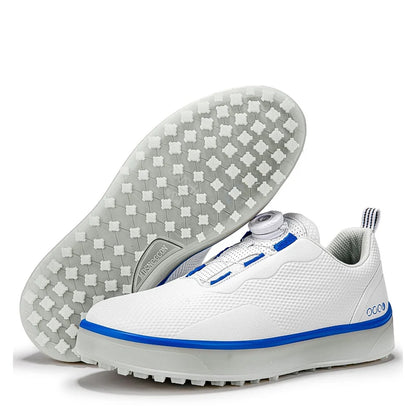 Paar Golfschuhe für Herren, weiß, wasserdicht, mit drehbarer Schnalle, Fitness, ohne Spikes, rutschfest, Golf, Golfer, Training, Golf-Sneaker, Damen