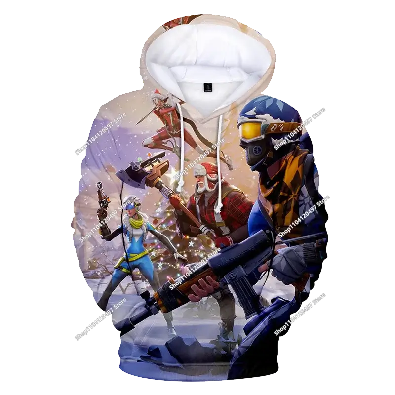 Children's Fortnite Anime Hoodie Men's Streetwear Hip-Hop Sportswear Casual Loose Fit Sweatshirt Outdoor Fashion