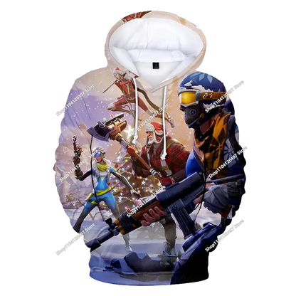 Children's Fortnite Anime Hoodie Men's Streetwear Hip-Hop Sportswear Casual Loose Fit Sweatshirt Outdoor Fashion