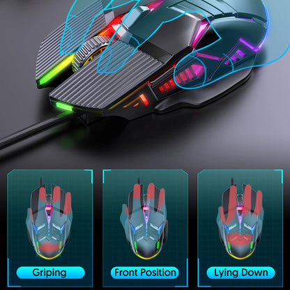 3200DPI Ergonomic Wired Gaming Mouse USB Computer Mouse Gaming RGB Backlit Gamer Mouse 6 Button LED Silent Mice for PC Laptop