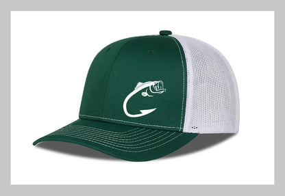 Trucker-Cap mit Bass-Fischhaken-Print, verstellbar, Unisex, Mesh, für Angelfans, Sonnenhut